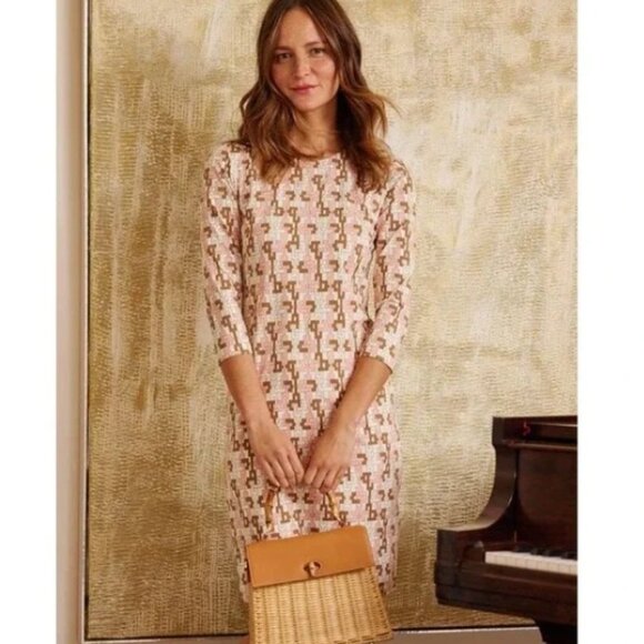 J. McLaughlin Sophia Dress Womens Medium Peach Islet Link Print Catalina Cloth - Picture 12 of 12